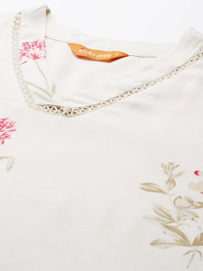 Floral Printed Regular Fusion Kurta with Dhoti Pants