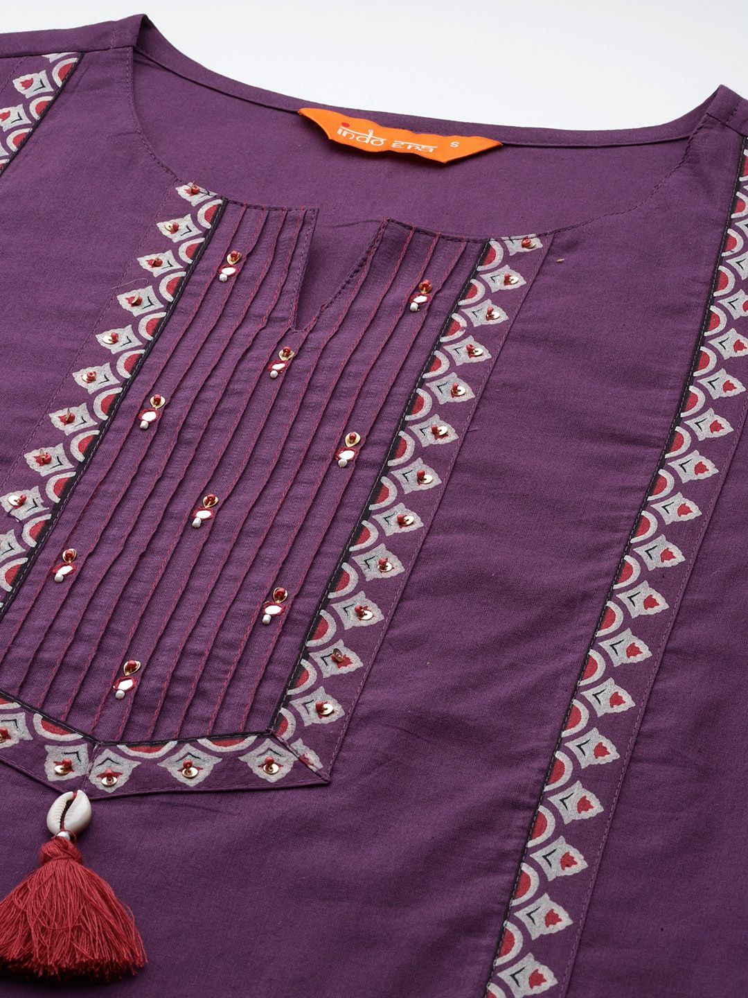 Thread Work Pure Cotton Kurta with Trousers & With Dupatta