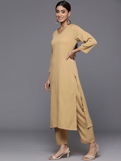 Dhiyona VA Women'sRegular Silk Crepe Kurta with Trousers & Dupatta