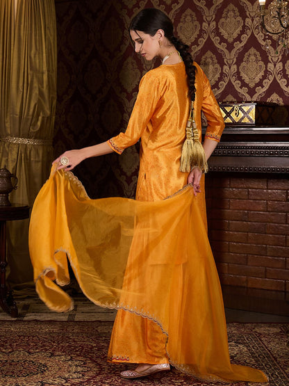 Dhiyona CH Women Ethnic Motifs Printed Regular Thread Work Kurta with Sharara & With Dupatta