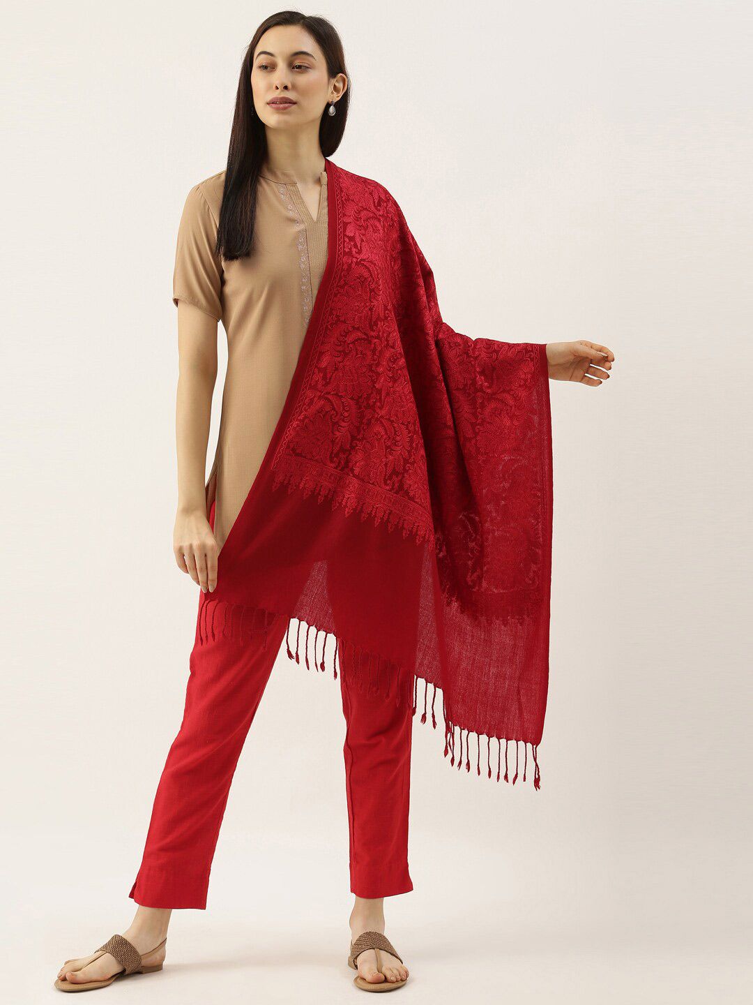 Dhiyona PA Women Ethnic Motifs Embroidered Shawl