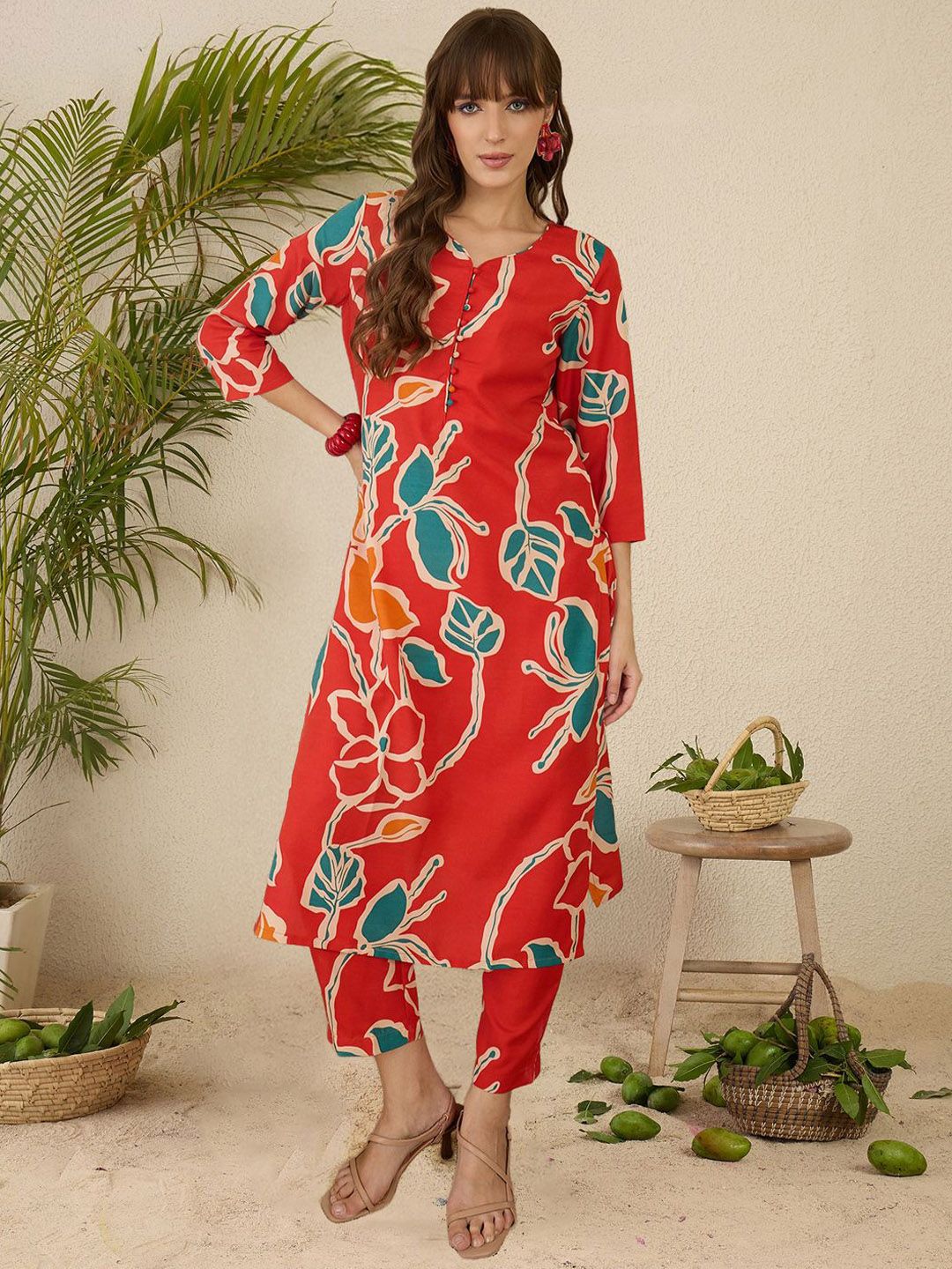 Dhiyona IE Printed Straight Tunic & Trousers Co-Ord Set