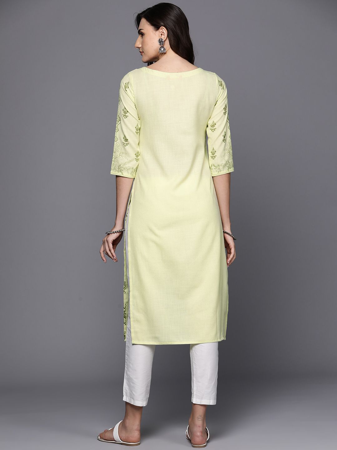 Dhiyona IE Ethnic Motifs Foil Printed Straight Kurta