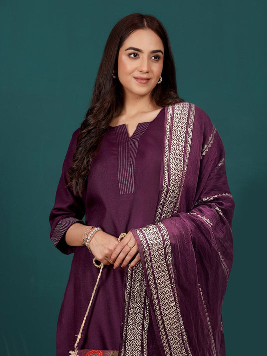 Dhiyona VA Women's Regular Kurta with Trousers & With Dupatta