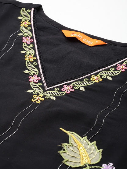 Floral Embroidered Sequinned Kurta With Trousers & Dupatta