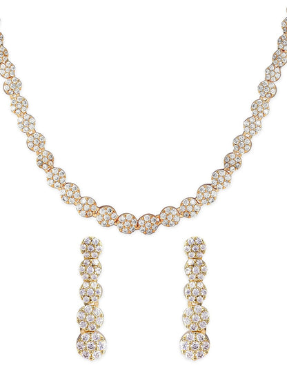 Dhiyona RJ Women's 22K Gold-Toned White AD Studded Jewellery Set