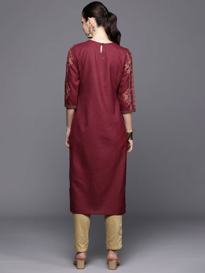 Dhiyona IE Ethnic Motifs Foil Printed Straight Kurta