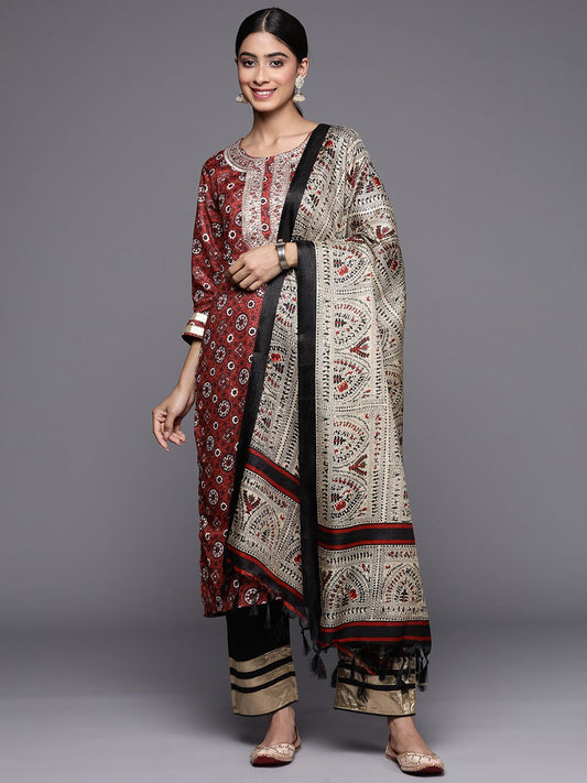 Dhiyona VA Women'sEthnic Motifs Printed Regular Kurta With Palazzos & Dupatta