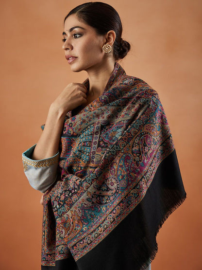 Dhiyona PA Floral Woven Design Fringed Shawl