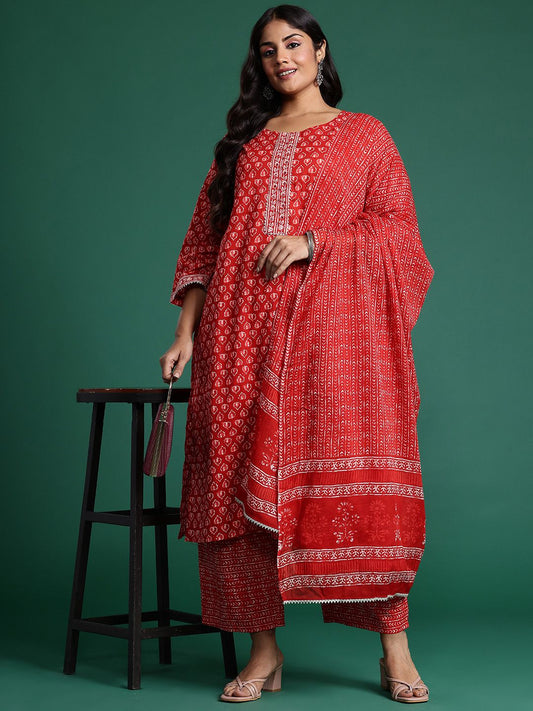 Dhiyona IE Ethnic Motifs Printed Kurta with Trousers & Dupatta