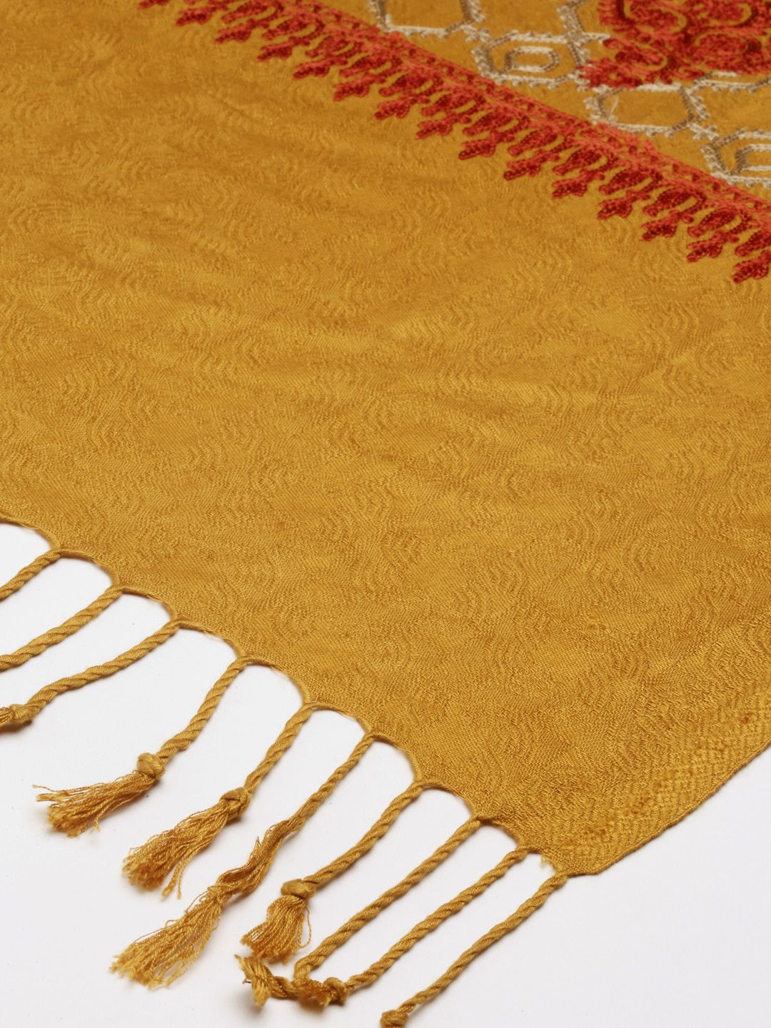 Dhiyona PA Women Mustard-Yellow Embroidered Shawl