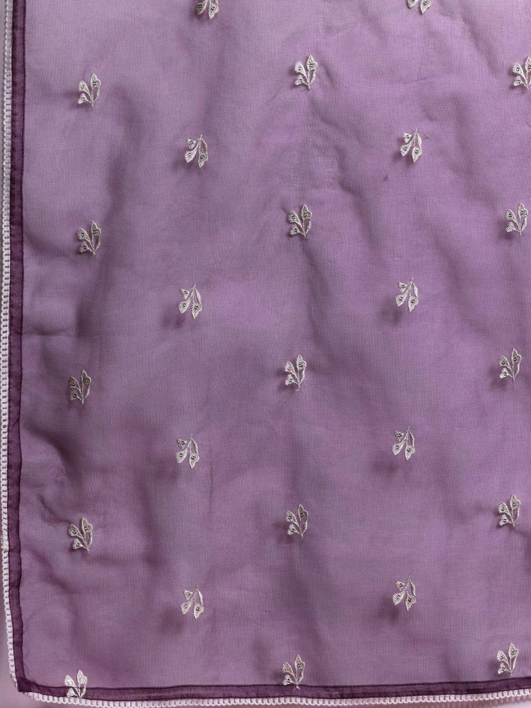 Dhiyona IE Floral Embroidered Thread Work Kurta With Trousers & Dupatta
