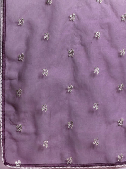Dhiyona IE Floral Embroidered Thread Work Kurta With Trousers & Dupatta