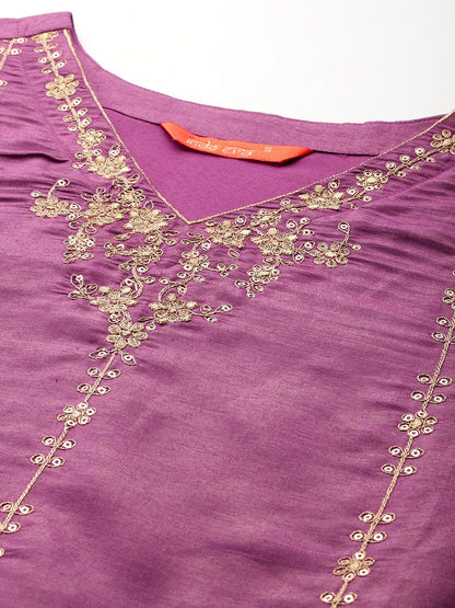 Dhiyona IE Floral Embroidered Kurta With Trousers & Dupatta