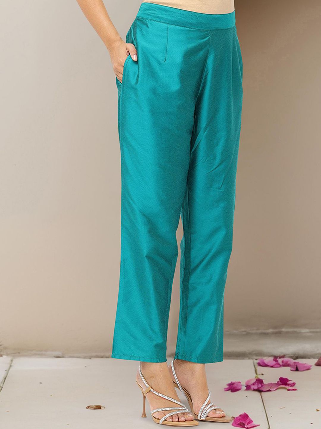Dhiyona IS Women's Floral Embroidered Sequinned Straight Kurta With Trousers & Dupatta