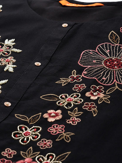 Dhiyona IE Women Floral Embroidered Regular Kurta with Trousers & Dupatta