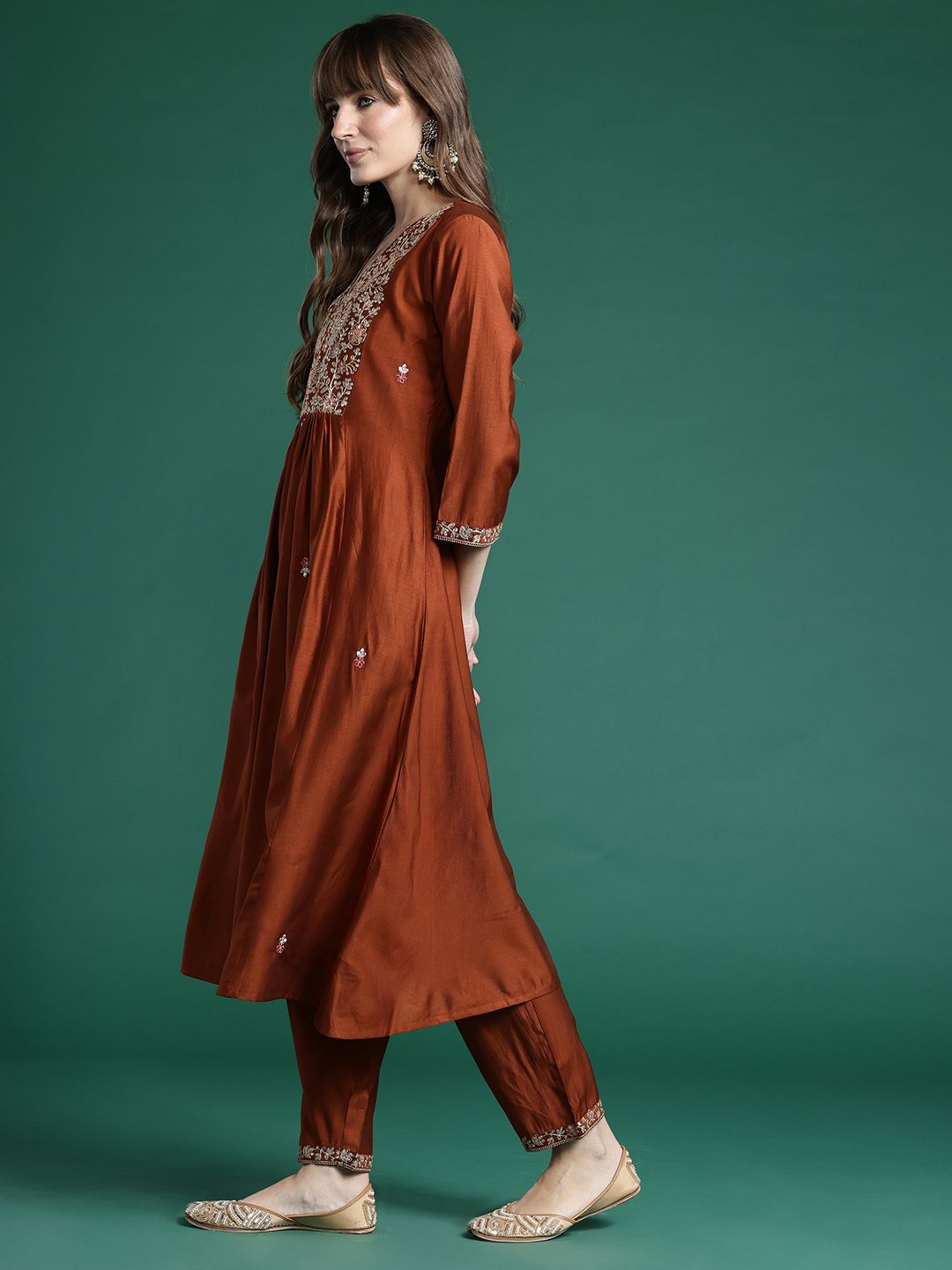 Ethnic Motifs Embroidered Kurta with Trousers & Dupatta