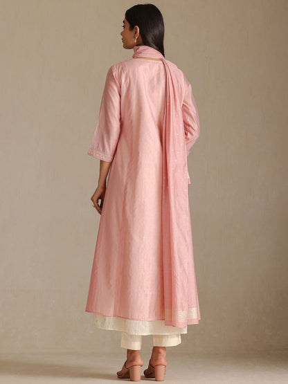 Dhiyona SO Women's Women Ethnic Motif Embroidered Zari Kurta with Trousers & Dupatta