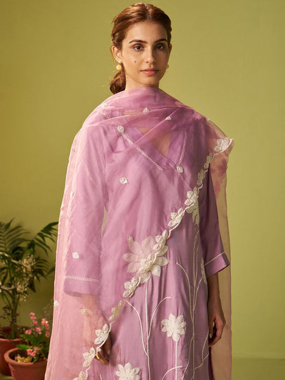 Women Floral Embroidered Kurta with Trousers & Dupatta