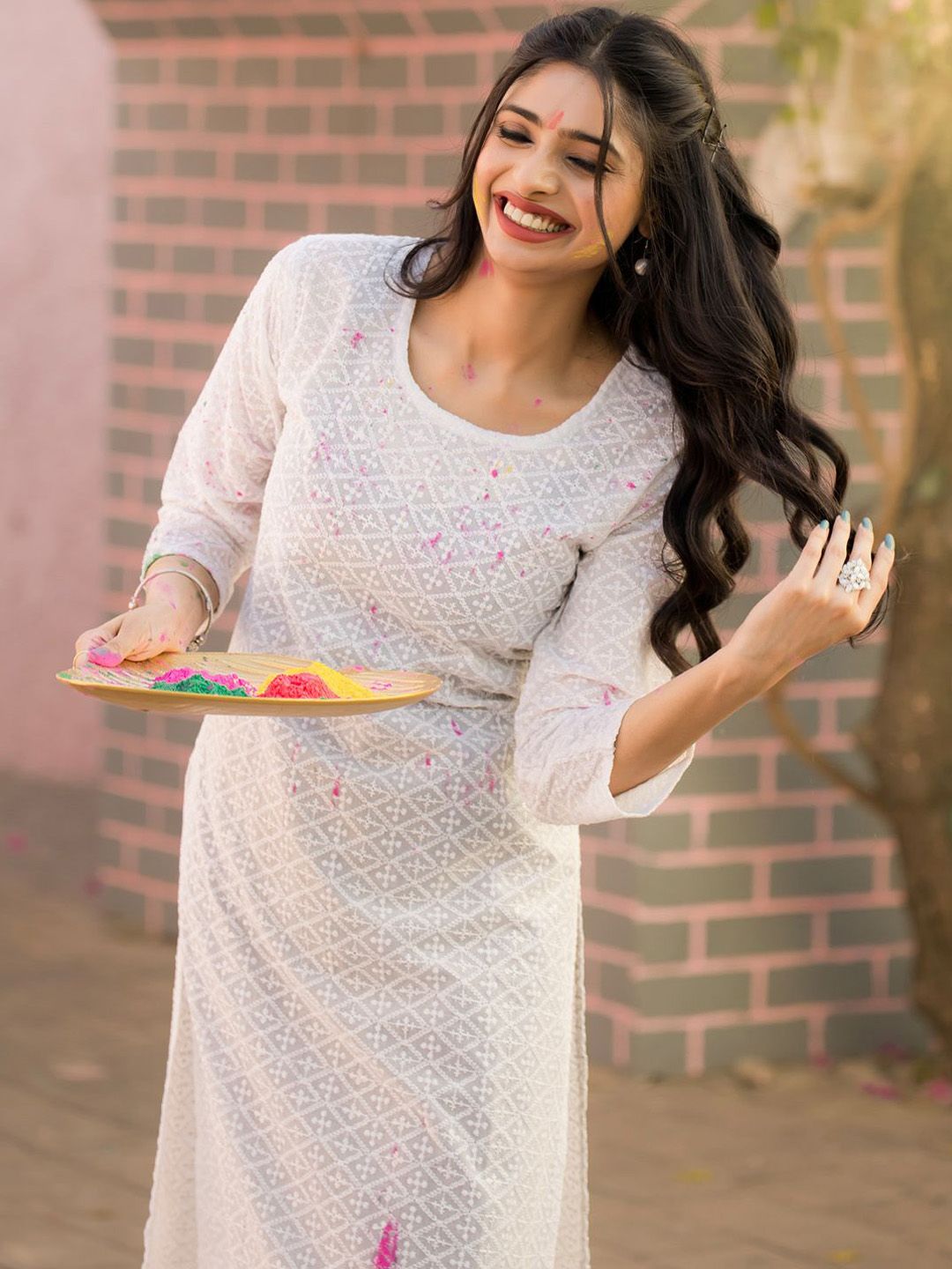 Dhiyona IE Women Geometric Embroidered Sequinned Kurta