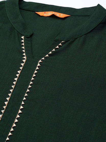 Women Green Patchwork Kurta with Palazzos & With Dupatta