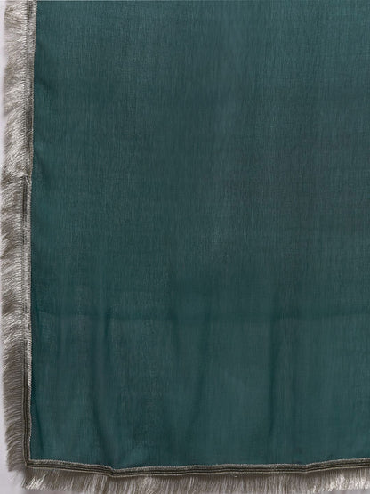 Dhiyona VA Women'sYoke Design Sequinned Straight Kurta & Trousers With Dupatta