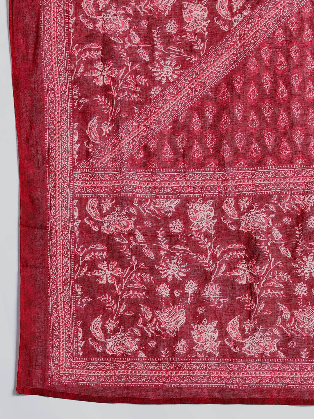 Dhiyona IE Women Floral Printed Pure Cotton Kurta With Trousers & Dupatta