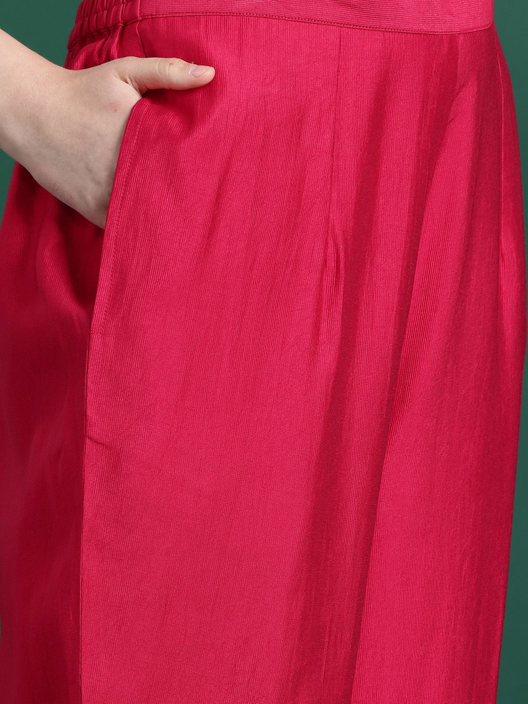 Ethnic Motifs Yoke Design Zari Liva Kurta With Trousers & Dupatta