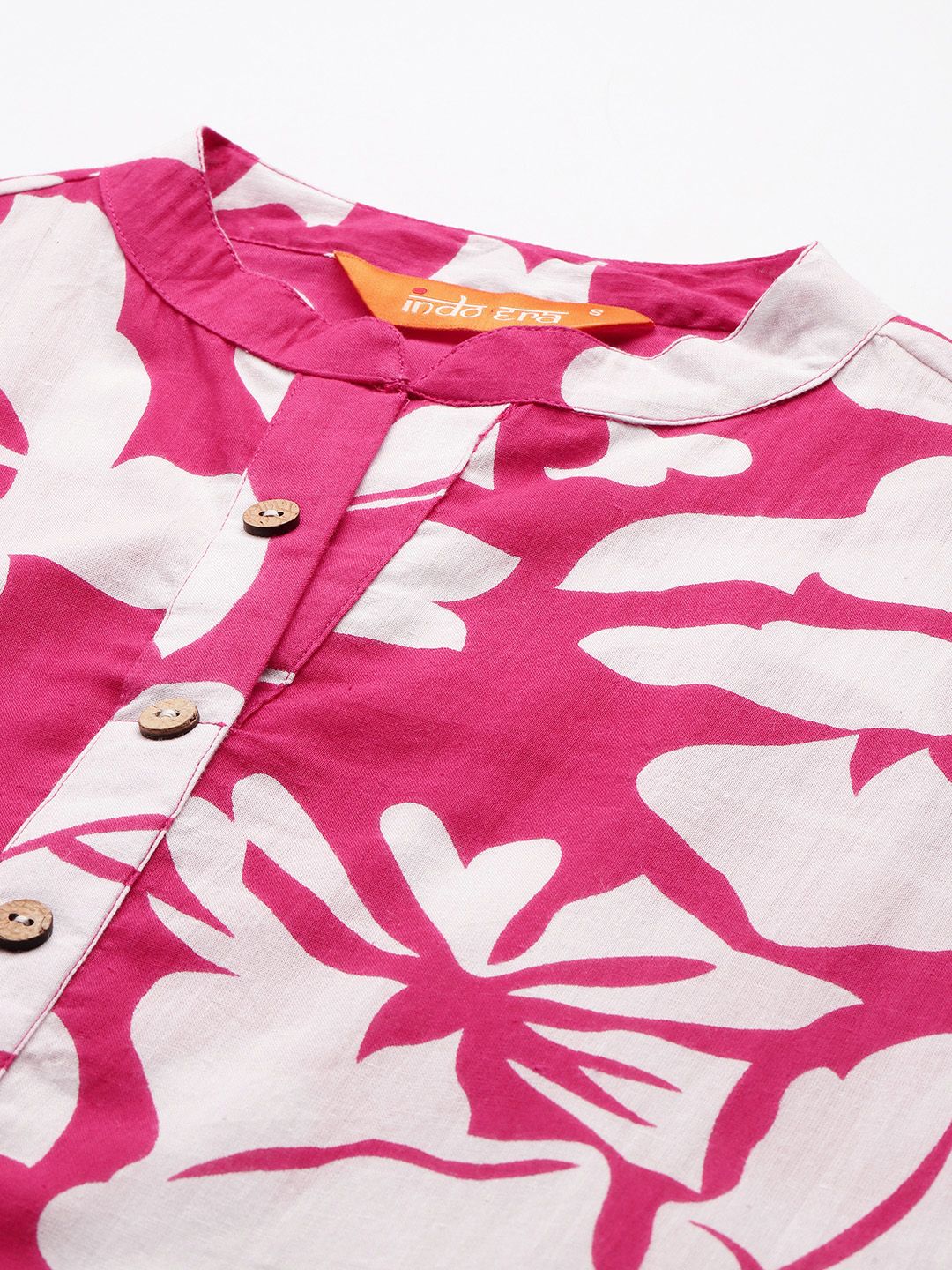 Floral Printed Pleated Pure Cotton Kurta with Trousers