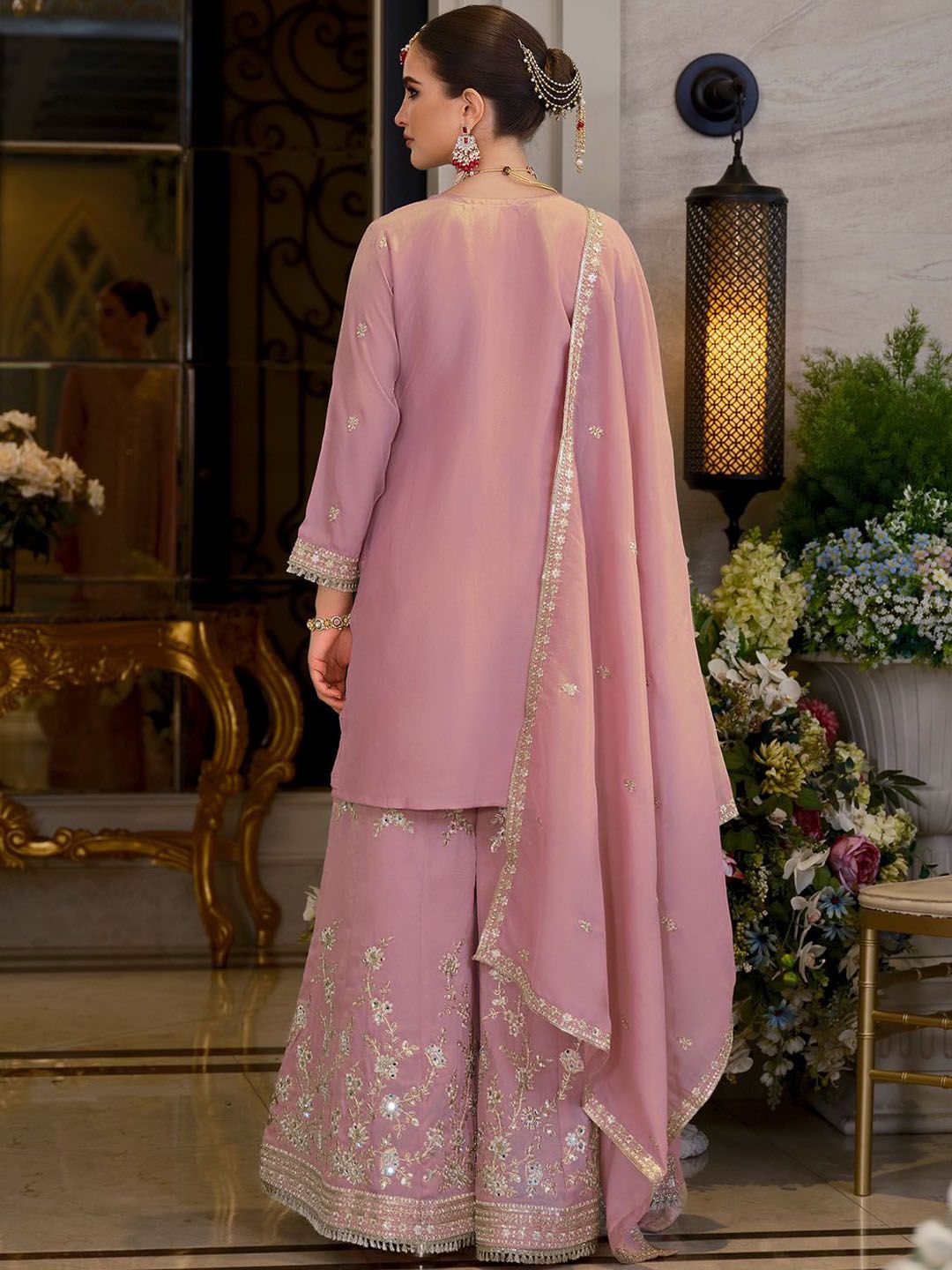 Dhiyona IE Women's Adults-Women Woven Design Embroidered Kurta with Sharara & Dupatta