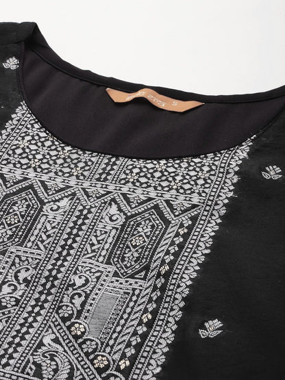 Woven Design Kurta With Trousers & Dupatta