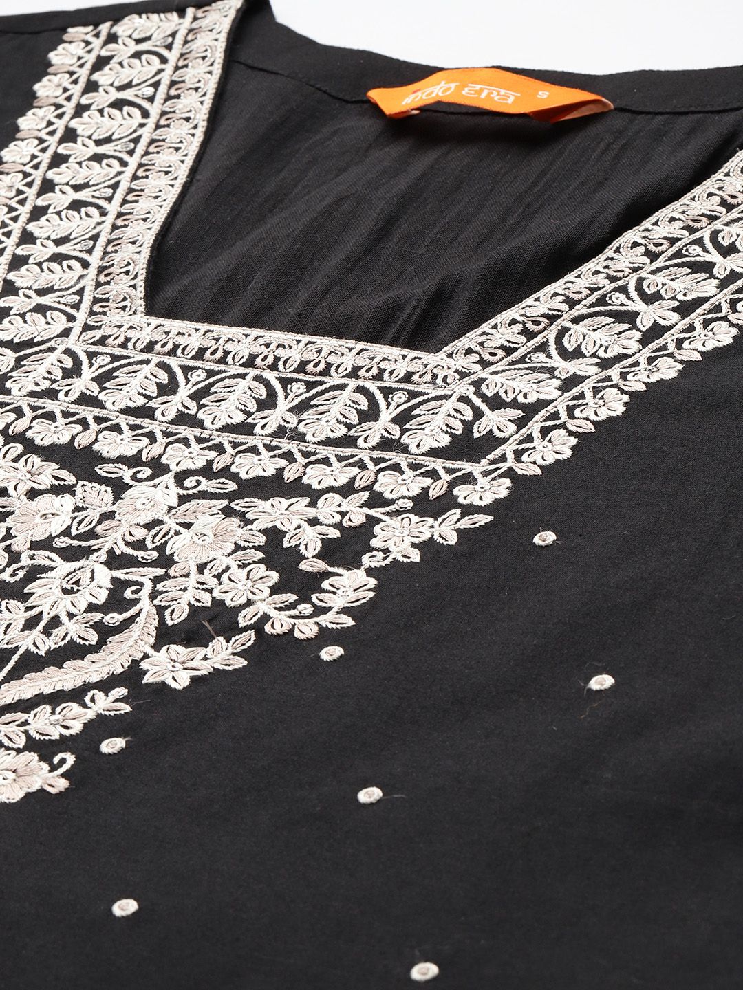 Dhiyona IE Floral Embroidered Sequinned Pure Cotton Kurta with Trousers & With Dupatta