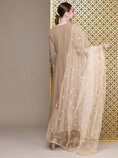 Dhiyona PD Women Jashn Ethnic Motifs Embroidered Sequinned Kurta with Churidar & Dupatta