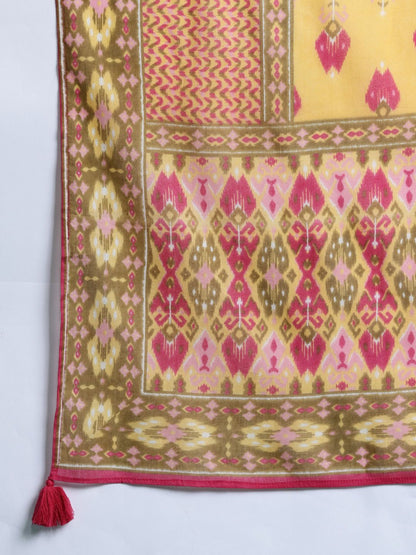Dhiyona IE Printed Panelled Sequinned Pure Cotton Kurta With Trousers & Dupatta