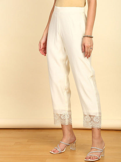 Dhiyona SO Women's Floral Embroidered Sequinned Mandarin Collar Straight Kurta With Trousers & Dupatta