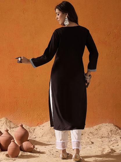 Dhiyona IE Ethnic Motifs Embroidered Straight Kurta