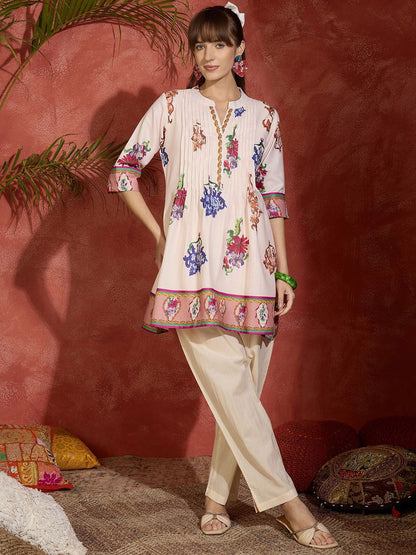 Dhiyona IE Women Floral Printed Regular Pure Cotton Kurta Sets