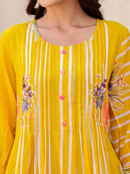 Floral Printed A-Line Pure Cotton Kurta With Trousers