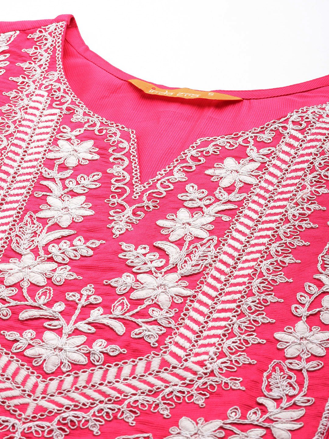Dhiyona IE Floral Zari Embroidered Liva Kurta with Trousers & Dupatta