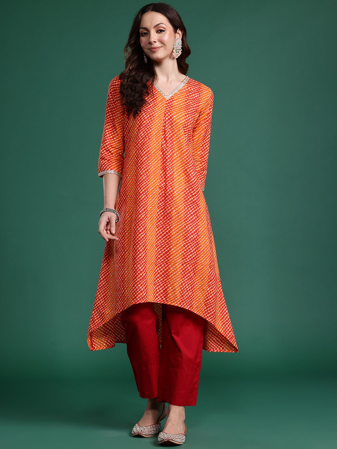 Dhiyona IE Women Leheriya Printed Pure Cotton Kurta