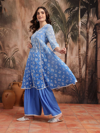 Dhiyona SN Women's Embroidered Kurta with Sharara & Dupatta