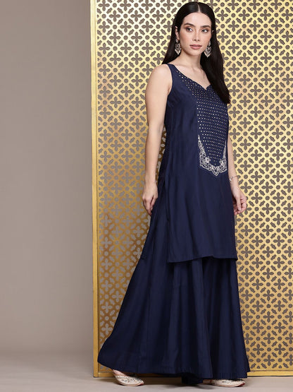 Dhiyona PD Women Embroidered Sequinned Jashn Kurta With Palazzos & Dupatta