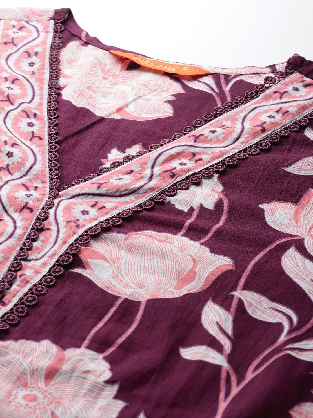 Floral Printed Pure Cotton Kurta With Trousers & Dupatta