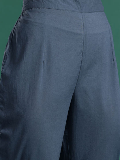 Embroidered Pure Cotton Kurta with Trousers & Dupatta