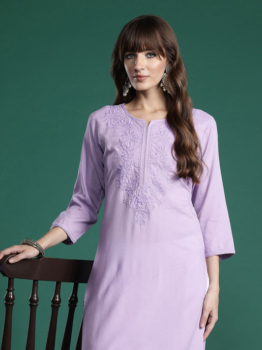 Dhiyona IE Floral Embroidered Thread Work Kurta