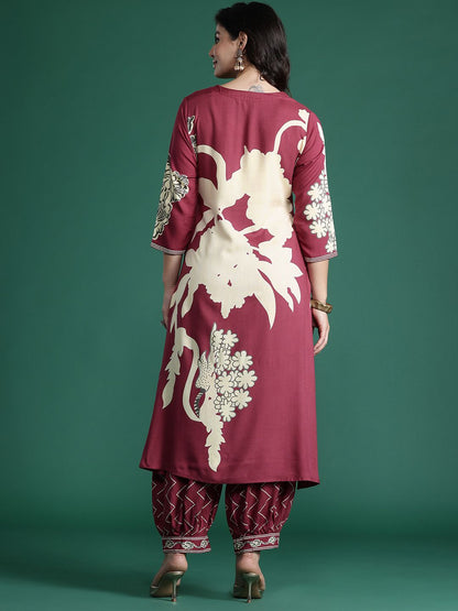 Floral Printed Sequinned Kurta with Salwar