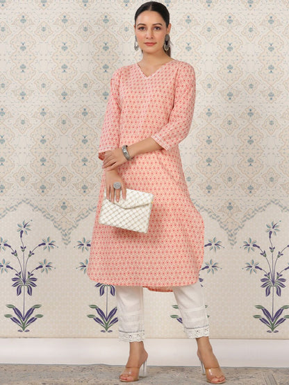 Dhiyona OD  Floral Printed Straight Pure Cotton Kurta