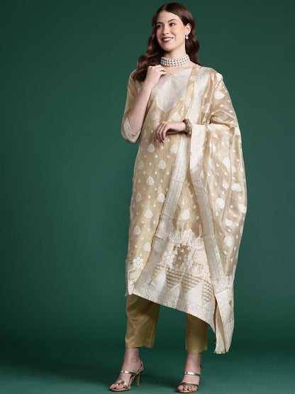 Dhiyona IE Woven Design Kurta With Trousers & Dupatta