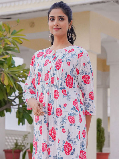 Dhiyona IE Printed Pure Cotton Tunic & Trousers Co-Ord Set