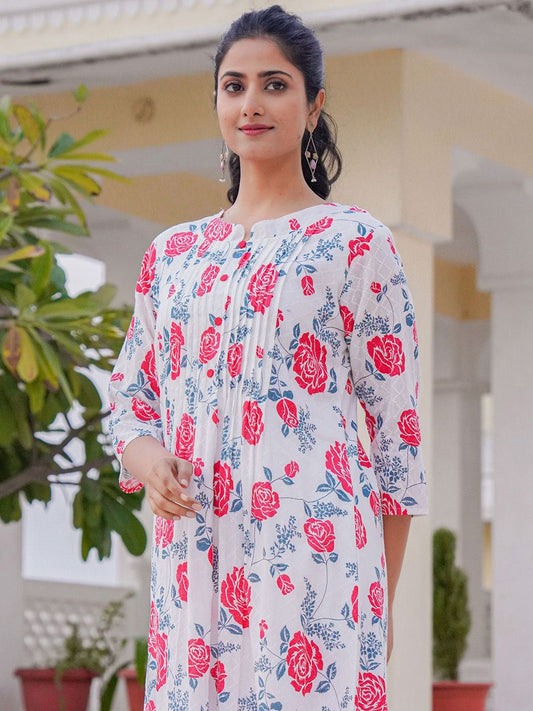 Dhiyona IE Printed Pure Cotton Tunic & Trousers Co-Ord Set